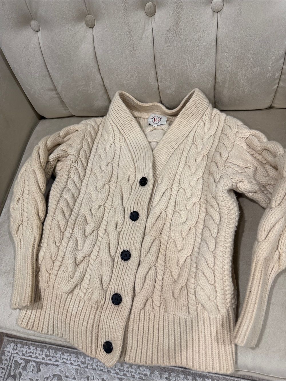 Demylee 100% wool Chunky Cable Cardigan in Beige